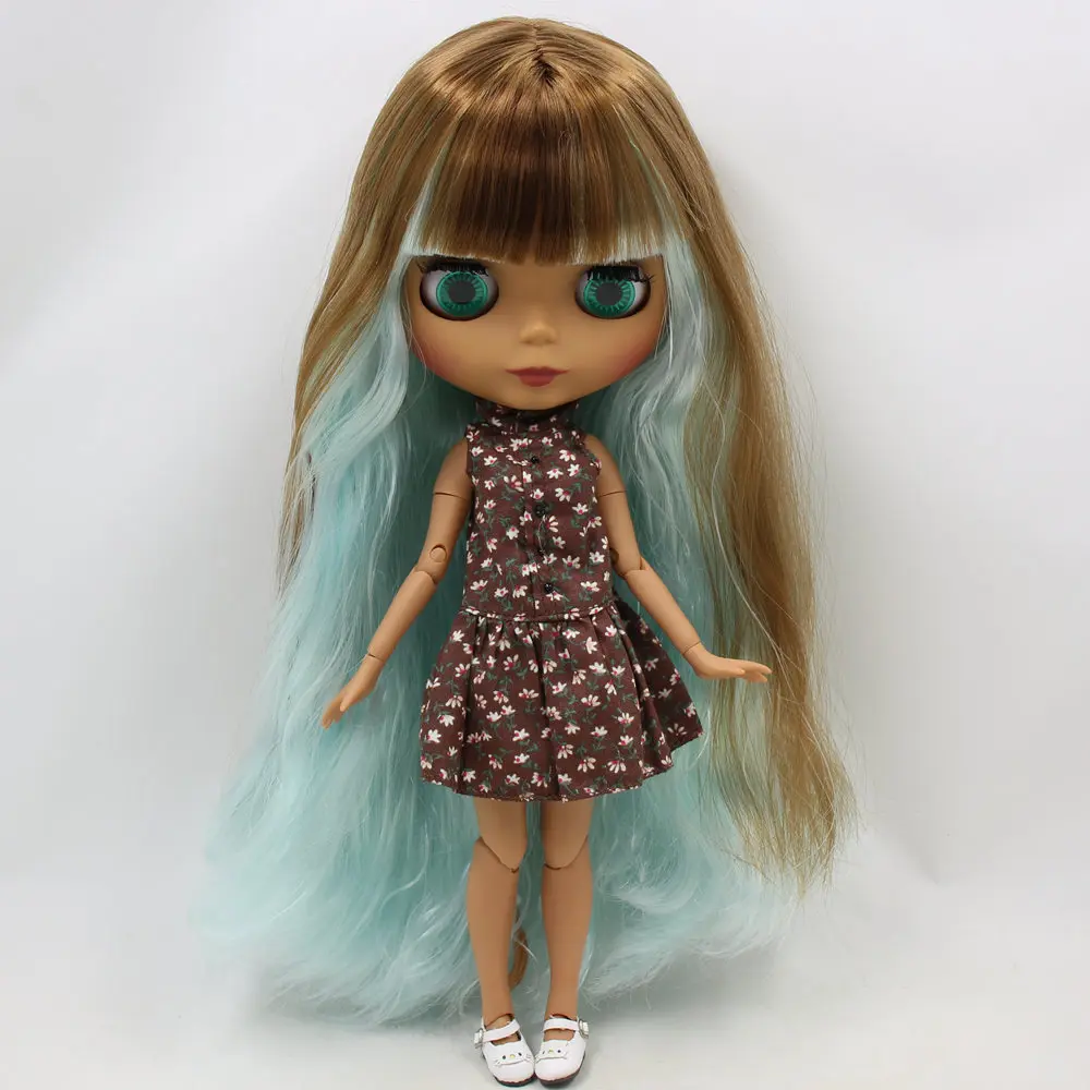 Ледяной DBS Blyth кукольные нет. BL0623/6909 коричневый парик микс из голубые волосы