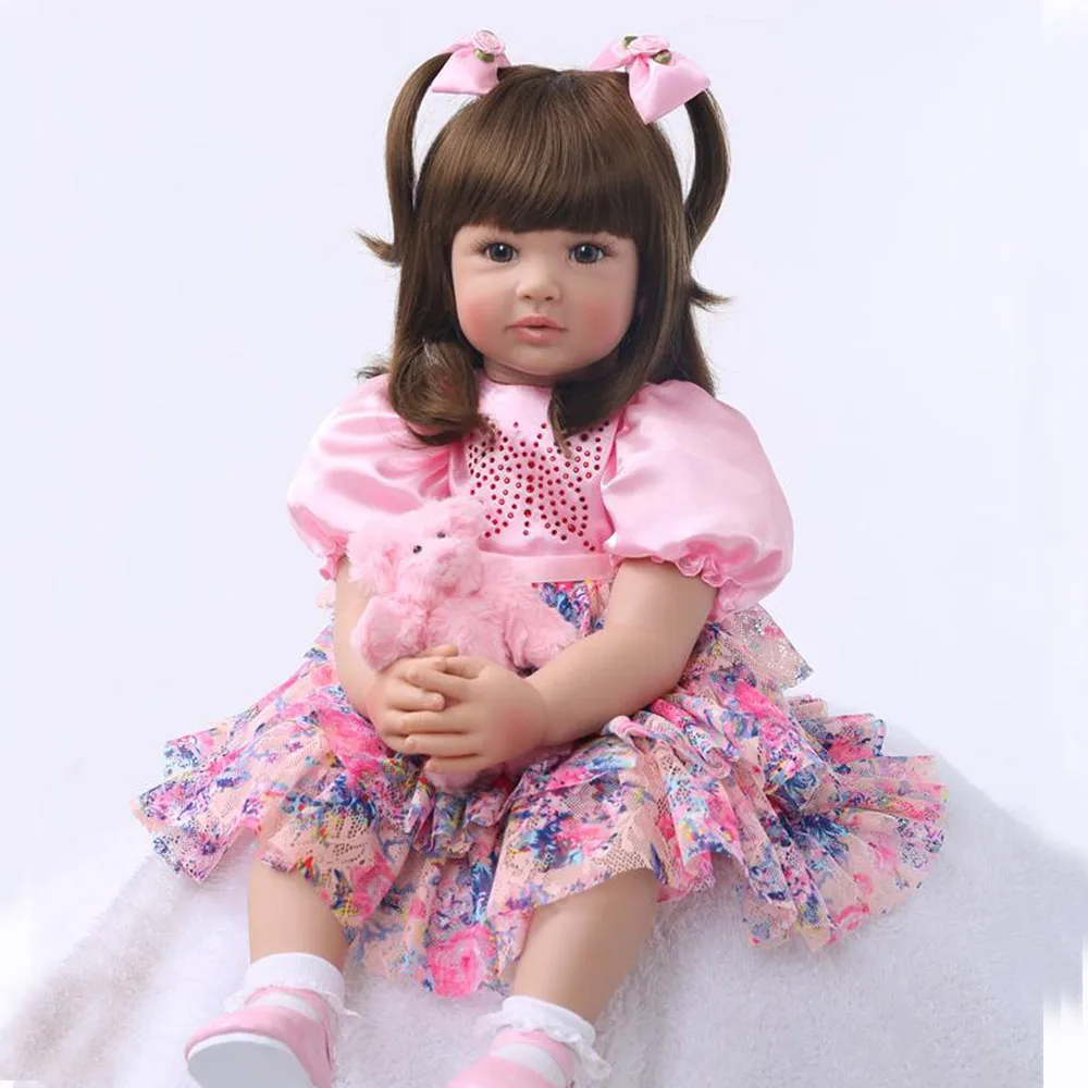 

Силиконовая кукла-реборн для девочек, Реалистичная кукла принцессы, малыш-младенец, наряд, подарок на день рождения, 60 см