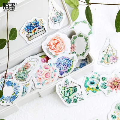 

46PCS/box Flowers and Succulent Plants Journal Scrapbook Gift Packing Decoration Lable Sealing Paper Stickers DIY Crafts