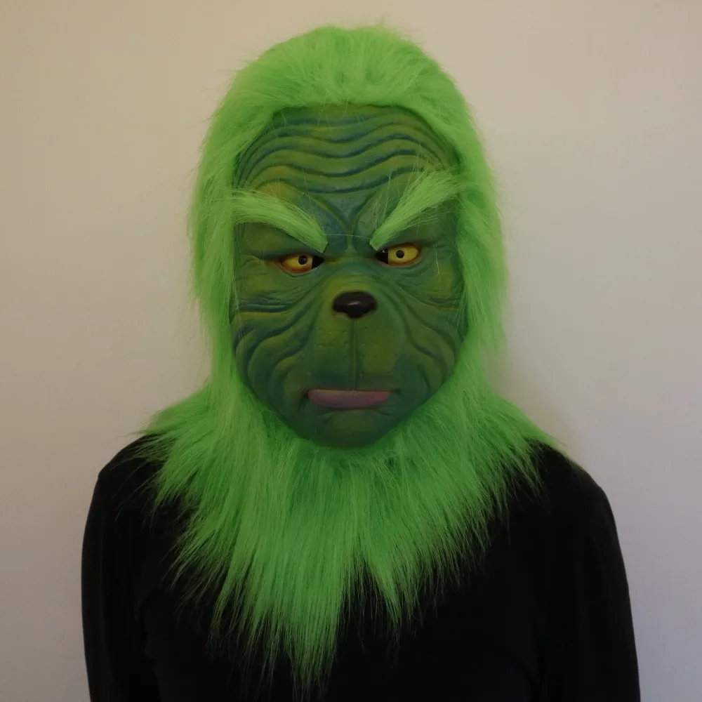 Рождественские костюмы, косплей Grinch костюмная Маска Косплей латекс Необычные взрослые рождество