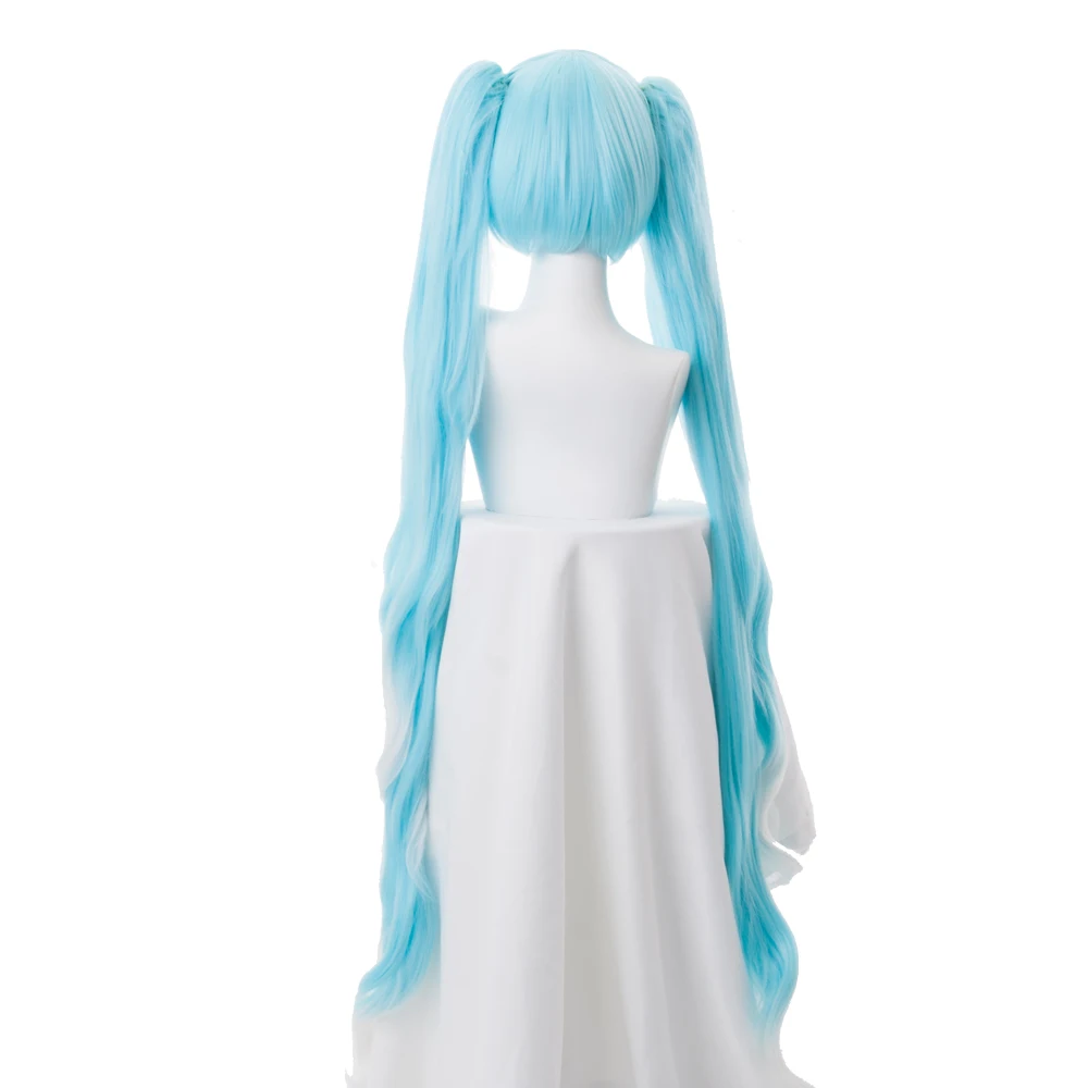 Аниме Vocaloid Hatsune Snow Miku косплей парик градиентный синий 120 см длинные волнистые