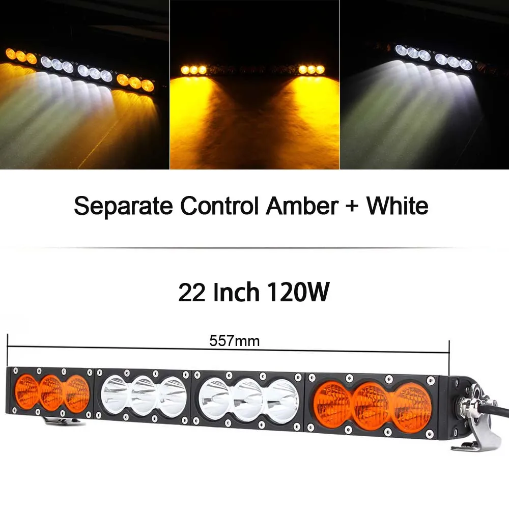 120W Amber White Однорядный тонкий 10 Вт/шт. светодиодный рабочий светильник для грузовика Atv Uaz 4x4 внедорожный прицеп комбинированный луч Янтарный Предупреждение ющий Барра противотуманный светильник s - Цвет: 120W Amber White