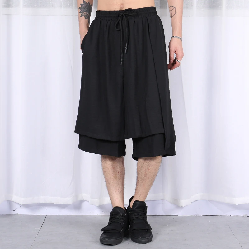 2019 New Summer street hip hop men Haren trousers original thin hair stylist loose straight tube five pants two fake |