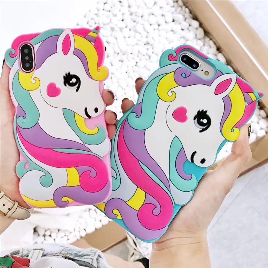 Чехол для iPhone X Силиконовый 3D милый цветной чехол телефона с застенчивой лошадкой