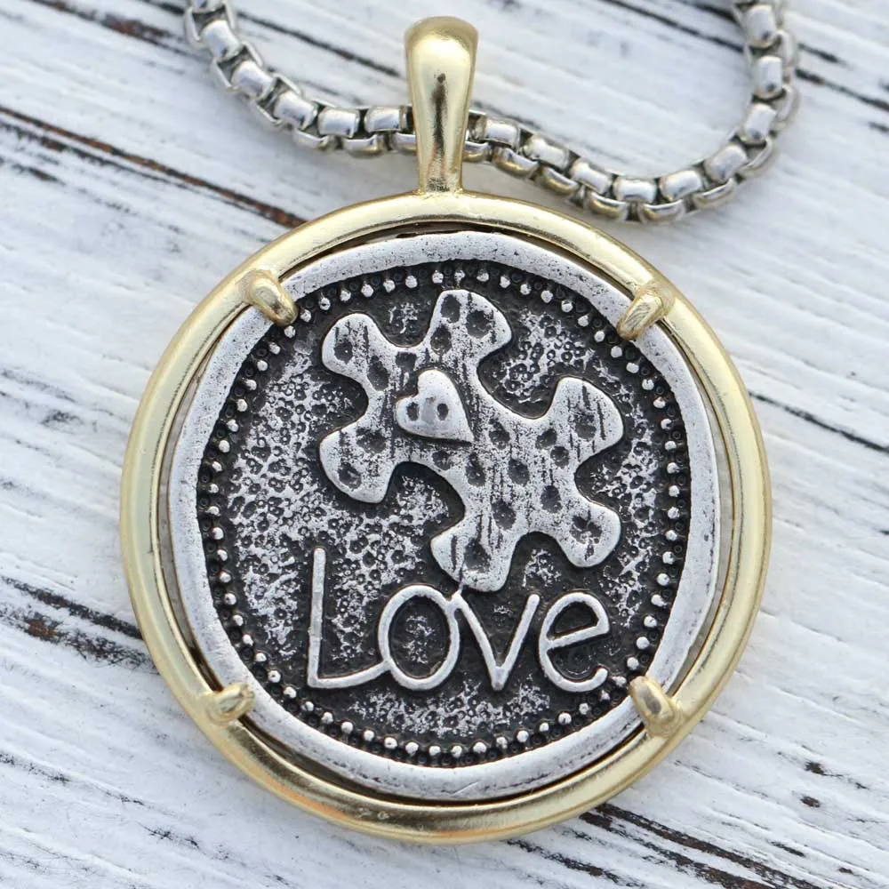 Ожерелье-пазл подвеска для информирования об аутизме ювелирные изделия подарок