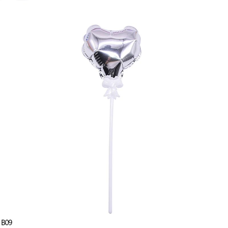 B09-silver heart 2, 5 шт./набор, мини Фольга сердце воздушный шарик в форме звезды торт Топпер для День рождения душа ребенка благоприятствует свадебный торт украшения флаг воздушные шары - Цвет: B09-silver heart