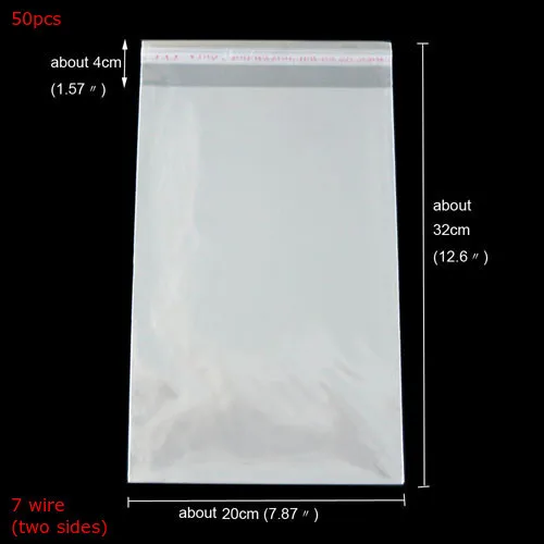 50pcs 20x32cm 50 шт/100 шт многоразовые пластиковые пакеты для подарков, упаковка большого размера, прозрачные самоклеящиеся прозрачные целлофановые Opp пакеты, вечерние, декоративные - Цвет: 50pcs 20x32cm