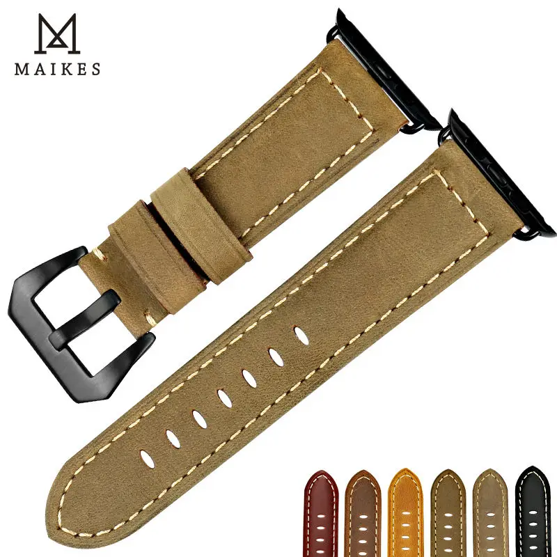 Кожаный ремешок MAIKES для Apple Watch 6 SE 5 4 3 2 1 38 мм 40 кожаный iwatch 44 42 Br|watchband for apple watch|watch