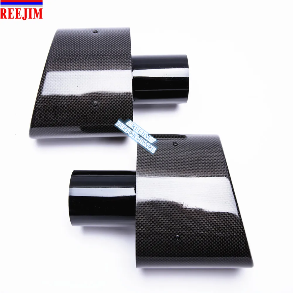 2 шт. овальные наконечники выхлопной трубы из углеродного волокна с косой оправой