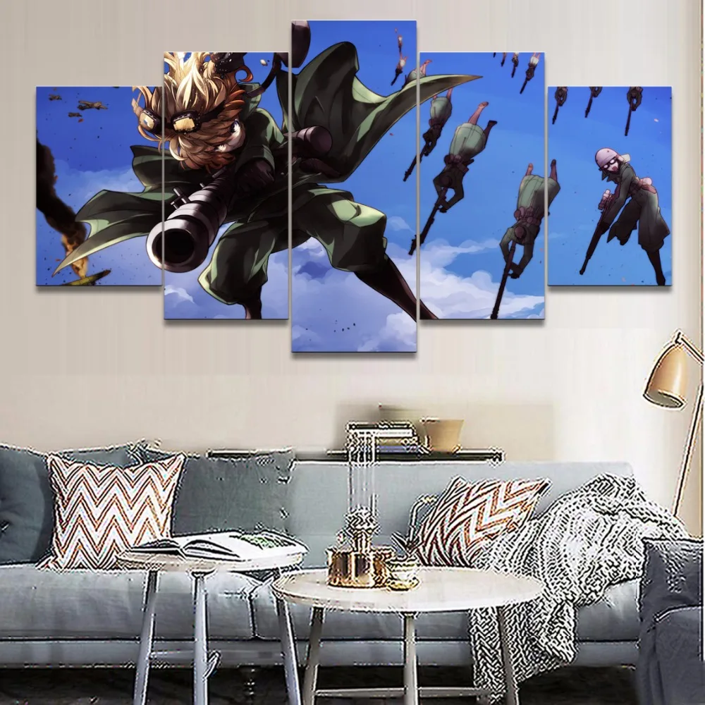 Home Decor Hd Prints Painting 5 Panel Canvas Anime Posters Tanya Degurechaff Youjo Senki Pictures Wall Art Modular Living Room | Дом и сад