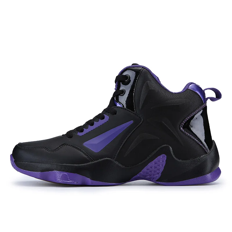 black-purple Мужская баскетбольная обувь Jordans, амортизирующие кроссовки, высокие дышащие кроссовки для легкой атлетики, баскетбольные кроссовки, кожаная женская спортивная обувь - Цвет: black-purple