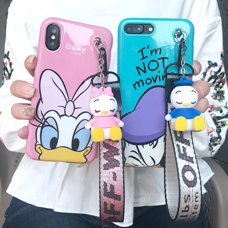 case for For iPhone 7 8 plus 6 6S Cute Winnie Stitch back Cartoon bear cases phone cover+Toys+Strap X XR XS MAX |