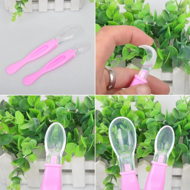 Ежедневное детское Кормление Мягкий для кормления детская посуда ложка Flatware Детские Силиконовые 2 шт набор
