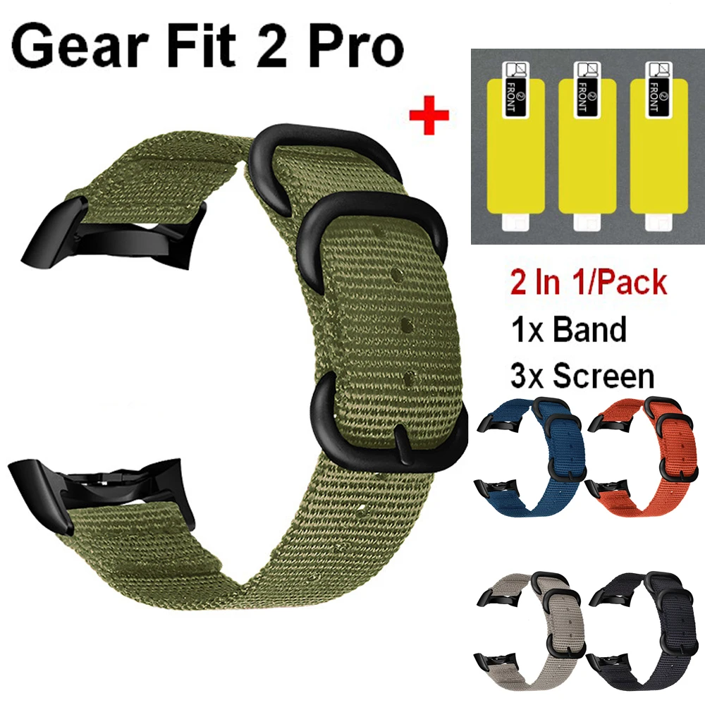 Ремешок 2 в 1 для Samsung Gear fit Pro нейлоновый браслет наручных часов и пленка экрана Fit2