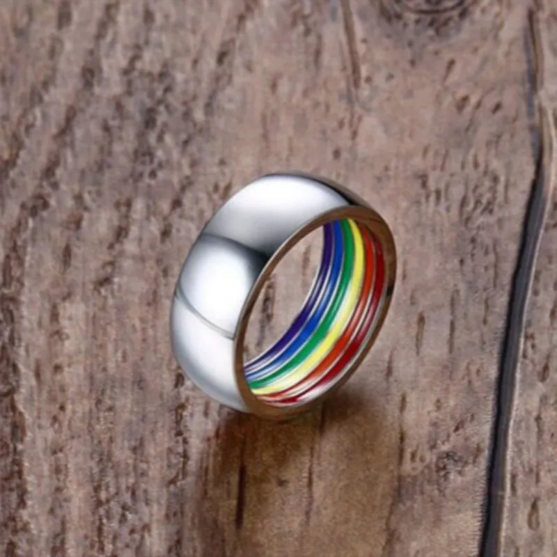2019 модные радужные разноцветные кольца из нержавеющей стали ЛГБТ для влюбленных