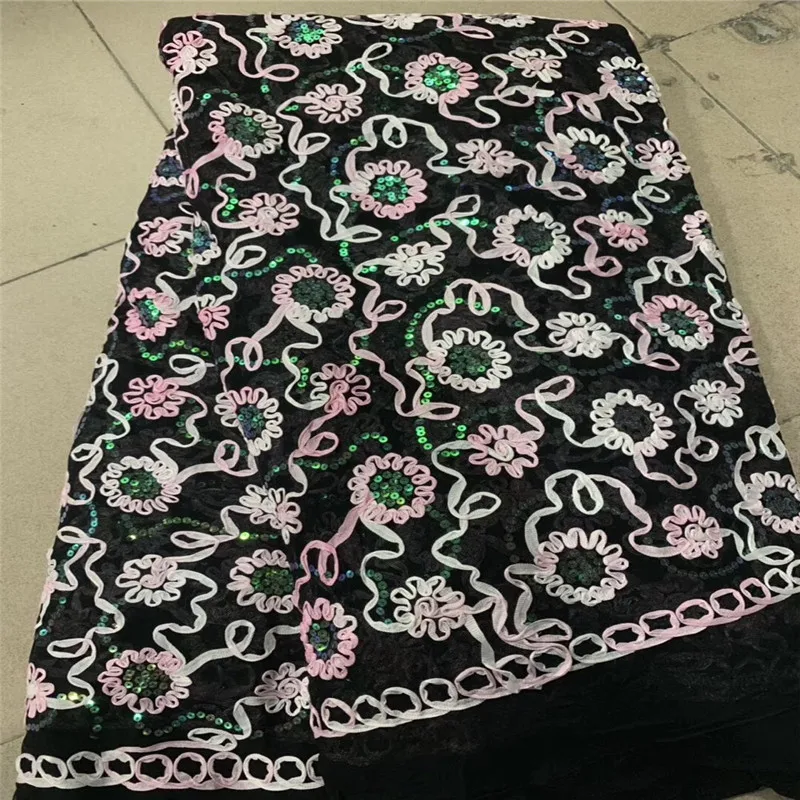 Новинка кружевное 3D платье с блестками 5 ярдов/партия красное новейший дизайн