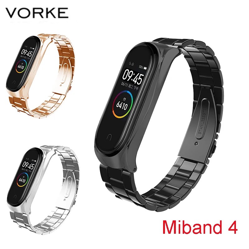 Vorke VKS3 Металл Нержавеющая сталь для Xiaomi Band 4 Ремешок Браслет Miband 4 Браслеты регулируемые для Miband 3