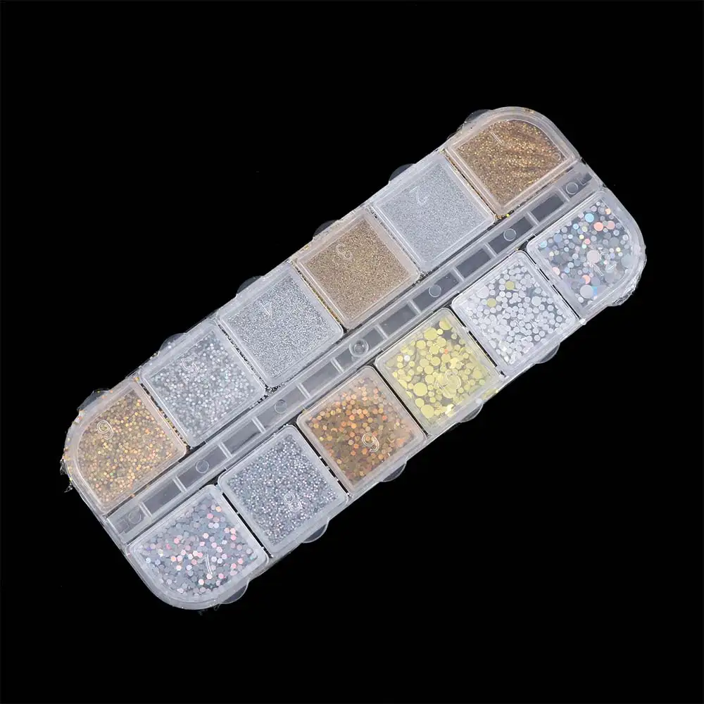 1 коробка блестящая Смешанная луна звезды пудра для ногтей 3D Блестки дизайна пыль