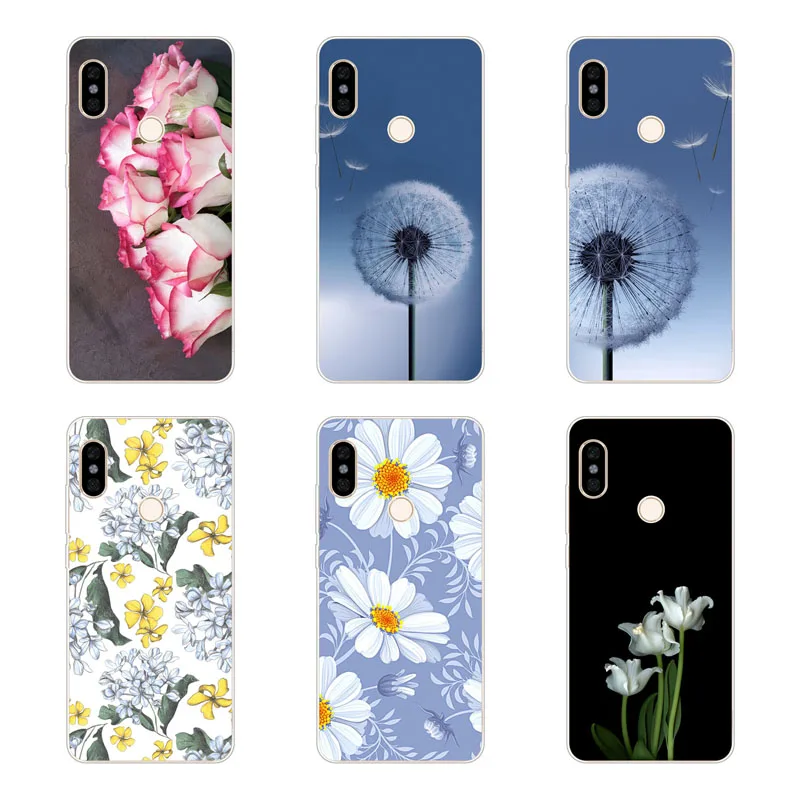 Чехол xiaomi redmi s2 мягкая задняя крышка из ТПУ с силиконовыми цветами для Защитные