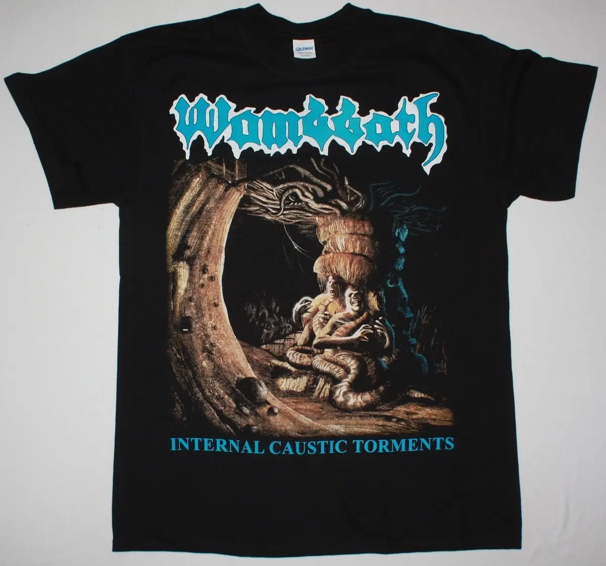 WOMBBATH внутренняя CAUSTIC TORMENTS DEATH METAL DISMEMBER Новая Черная футболка модные футболки