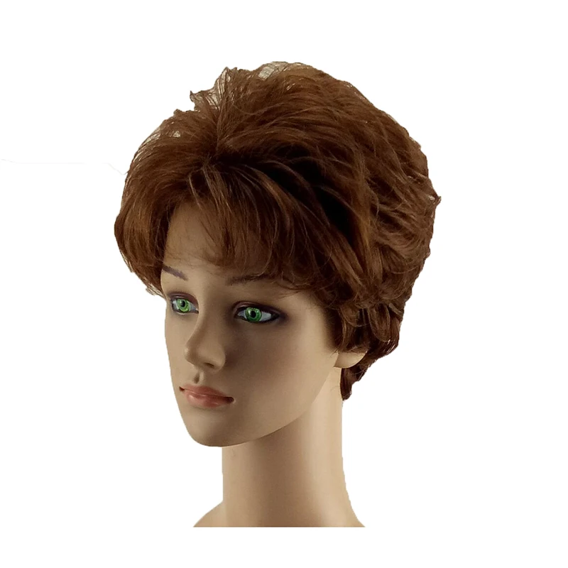 HAIRJOY синтетические волосы женские короткие вьющиеся темно-коричневый парик термостойкие