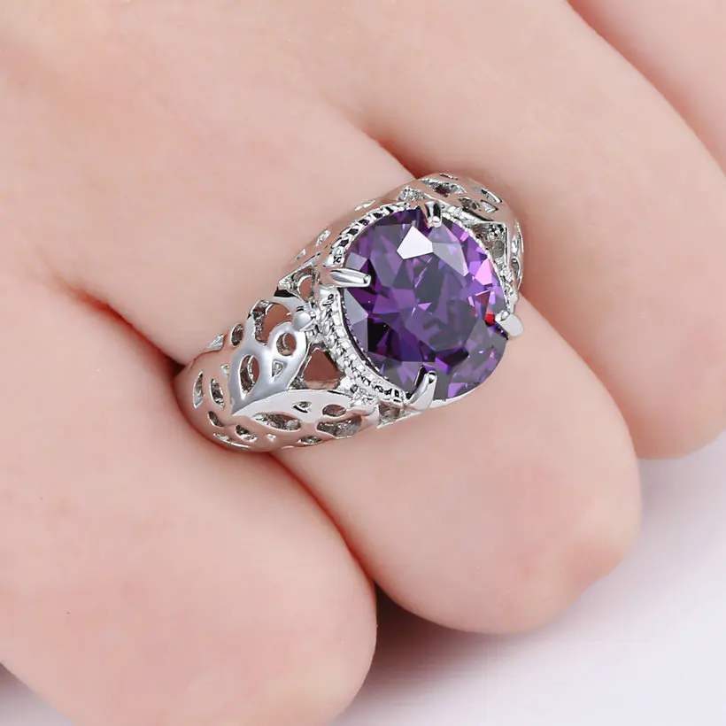 Женское кольцо с фиолетовым/оливковым цирконом Размер 8|fashion rings for women|rings womenrings women