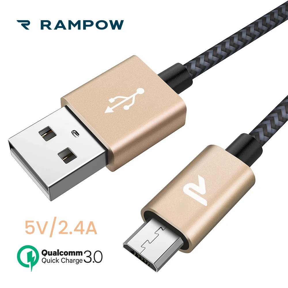 RAMPOW 5 V/2.4A Micro USB кабель для samsung Galaxy S7/S6 анти запутывание Быстрая зарядка usb Xiaomi Redmi