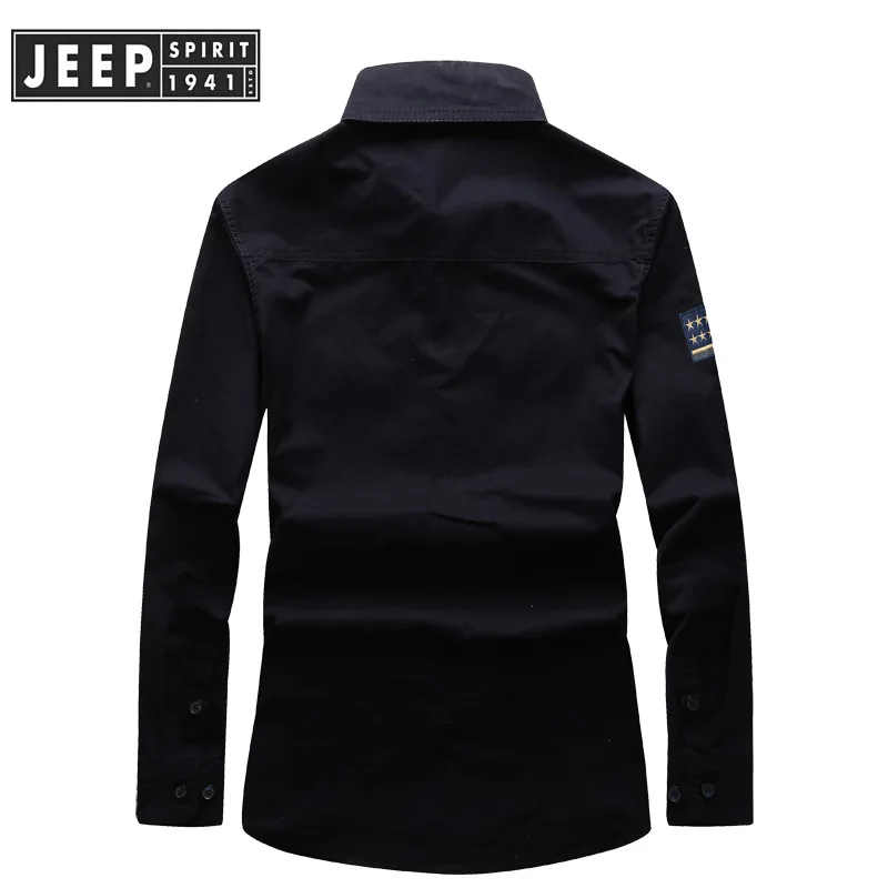 JEEP SPIRIT рубашка в стиле милитари для мужчин Осенняя Повседневная хлопковая рубашка с длинным рукавом и отложным воротником мужские Рубашки s однобортная мужская рубашка