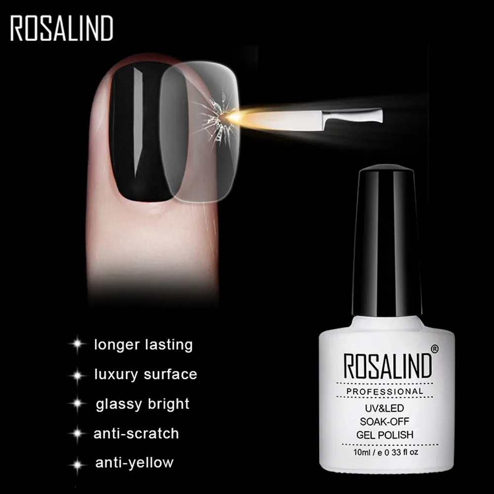 ROSALIND 7 мл не-чистая сталь верхнее покрытие долговечный замачиваемый Светодиодный УФ-гель цветной гель для ногтей