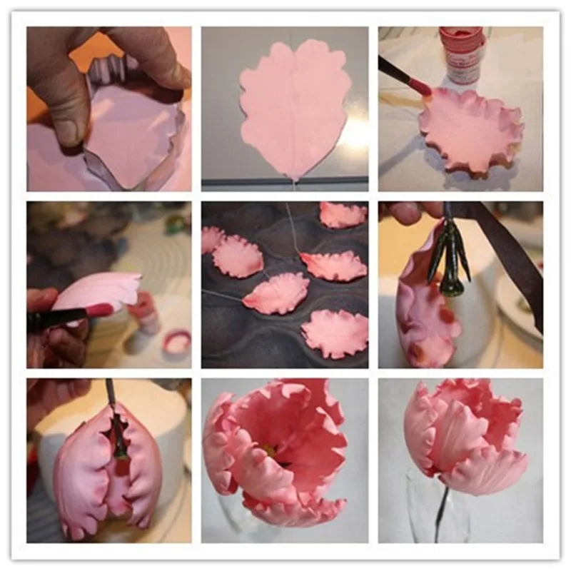 DIY 3 части/комплект попугай тюльпан украшения для помадного торта Форма Цветка