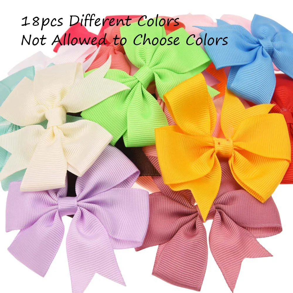 Multicolor 18 шт., 8 см, лента для волос, банты для волос, без зажимов, изысканные аксессуары для волос, головной убор с цветами, аксессуары для волос DIY, повязка на голову - Цвет: Multicolor