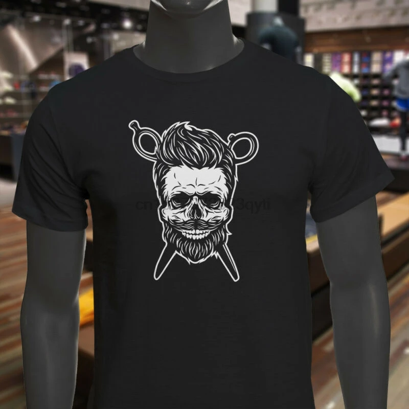 Парикмахерские ножницы череп борода стрижка Старая школа Мужская черная