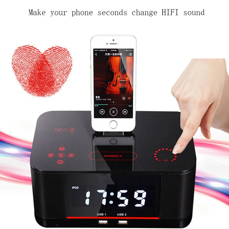 Bluetooth динамик сабвуфер будильник мобильный телефон в голову кровати с небольшой беспроводной аудио база NFC