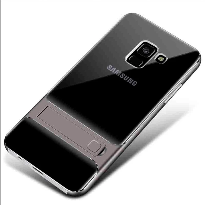 Clear Gray Гибридный ПК-бампер чехол для samsung A8 A8 Plus задняя крышка противоударный чехол-подставка для samsung A8 Note 10 Plus - Цвет: Clear Gray