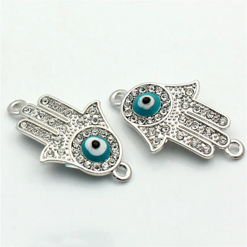 

Коннекторы для Стразы DoreenBeads, серебристые, голубые глаза сглаза, 35,5x22 мм, 5 шт. (B22518), иу