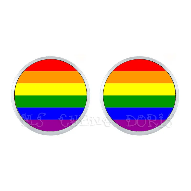 ЛГБТ серьги Bi Pride 12 мм стеклянный купол гвоздики Радужный Флаг фотография