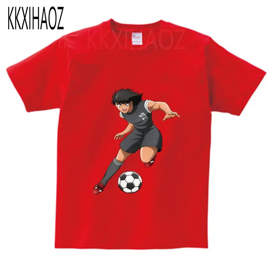 Летняя детская футболка для мальчиков футболки с короткими рукавами с принтом капитан Цубаса хлопковая детская футболка с круглым вырезом Одежда для мальчиков N