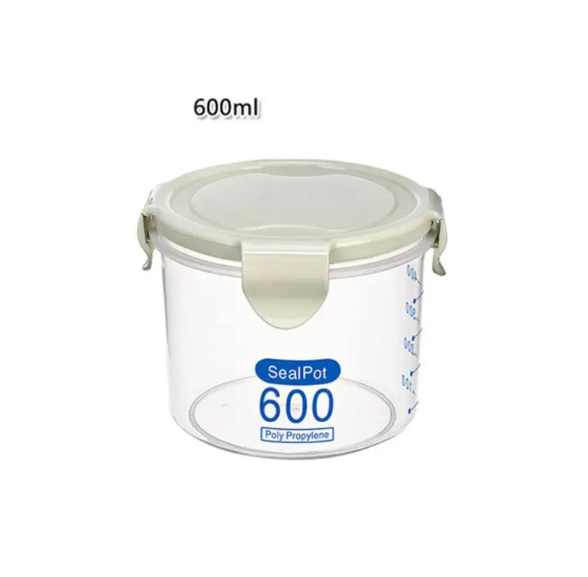 Green 600ml Влагостойкий кухонный ящик для хранения, герметичный пластиковый контейнер для хранения продуктов питания, прозрачный герметичный пластиковый контейнер - Цвет: Green 600ml