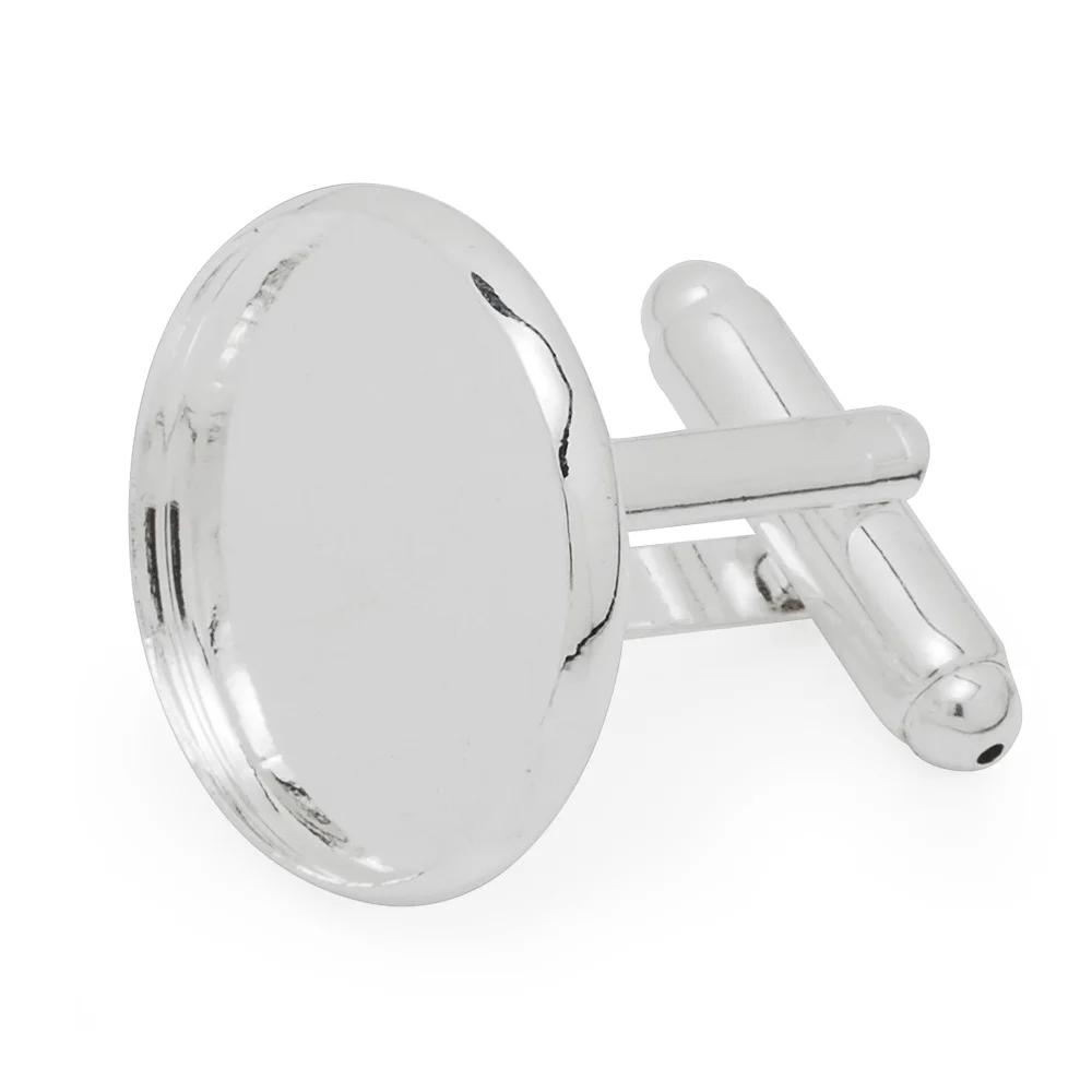 

18 mm round silver bezel cuff links blanks, custom photo frame brass cuff links base tray, wedding cuff link blanks-10043201