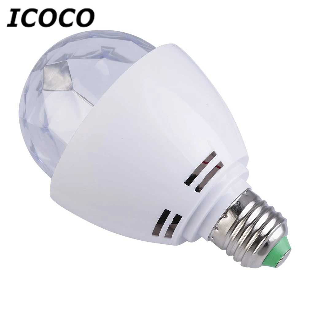 ICOCO E27 3W Multi-color Rotating RGB LED Bulb Stage Light for DJ Night Club Pub Party Disco Home Decor Flash Deal Hot Sale | Освещение