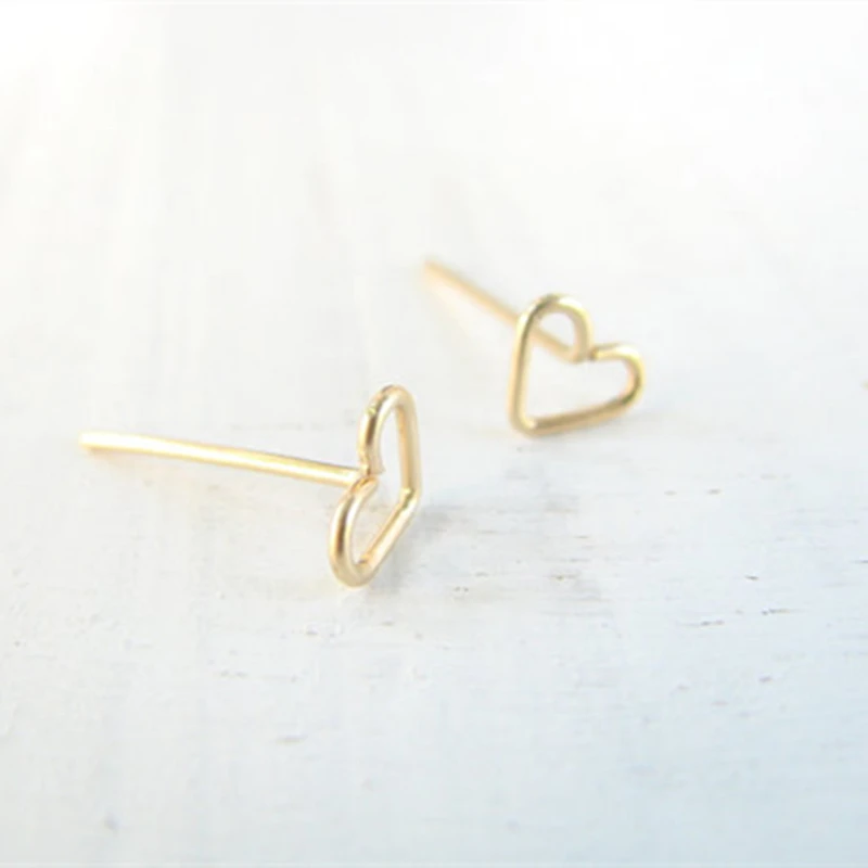 1 шт. крошечные полые серьги с сердечками простое любовное сердечко ювелирные