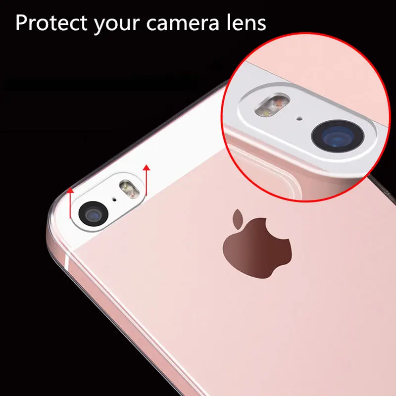 Чехол для Apple iPhone 5S мягкий силиконовый чехол 5 SE прозрачный ТПУ бесплатный подарок