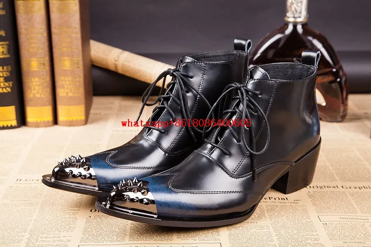 Choudory Botas militares hombre модные ковбойские сапоги мужские с заклепками на высоком