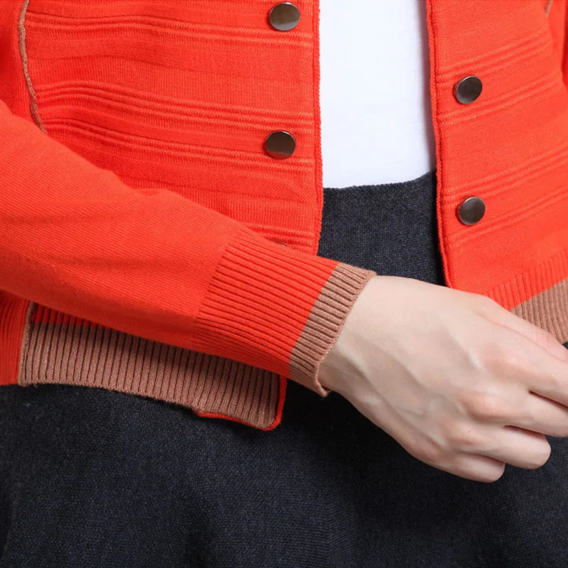 HanOrange 2019 Spring Autumn Cardigan Short Coat Female Women Long Sleeve Screw-Thread Buttons Knitted Sweater S- Plus Size |