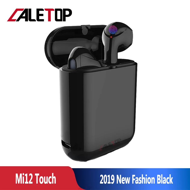 CALETOP Mi12 черные TWS Bluetooth 5 0 беспроводные наушники стерео с сенсорным управлением