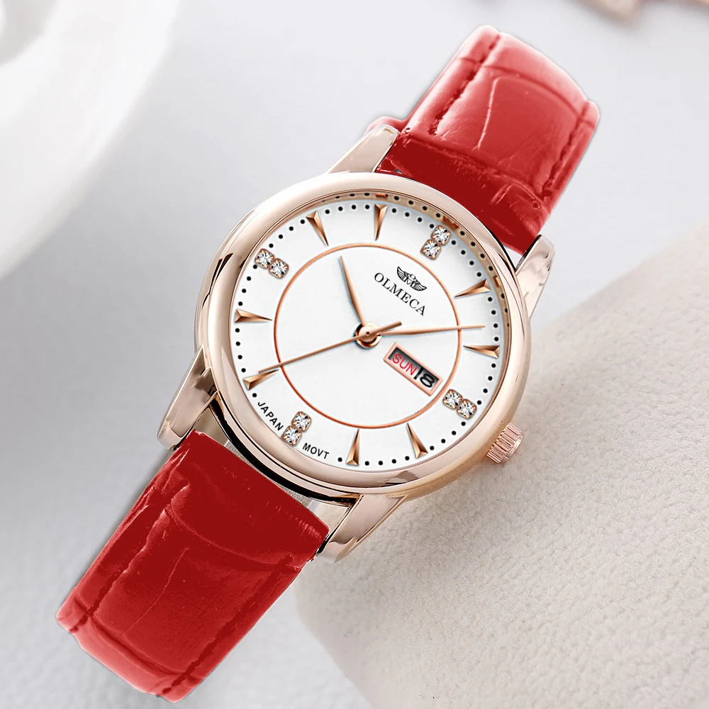 OLMECA Women's Watch Luxury Wristwatch For Women Simple Fashion Quartz Waterproof Calendar Date Black Slim Dial Relogio | Наручные