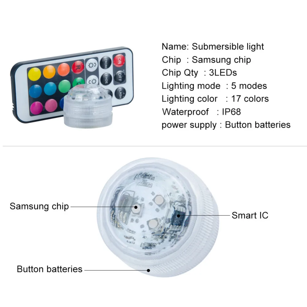 RGB СВЕТОДИОДНЫЕ Погружные свечи кнопки батарея с 21 клавишей пульт дистанционного