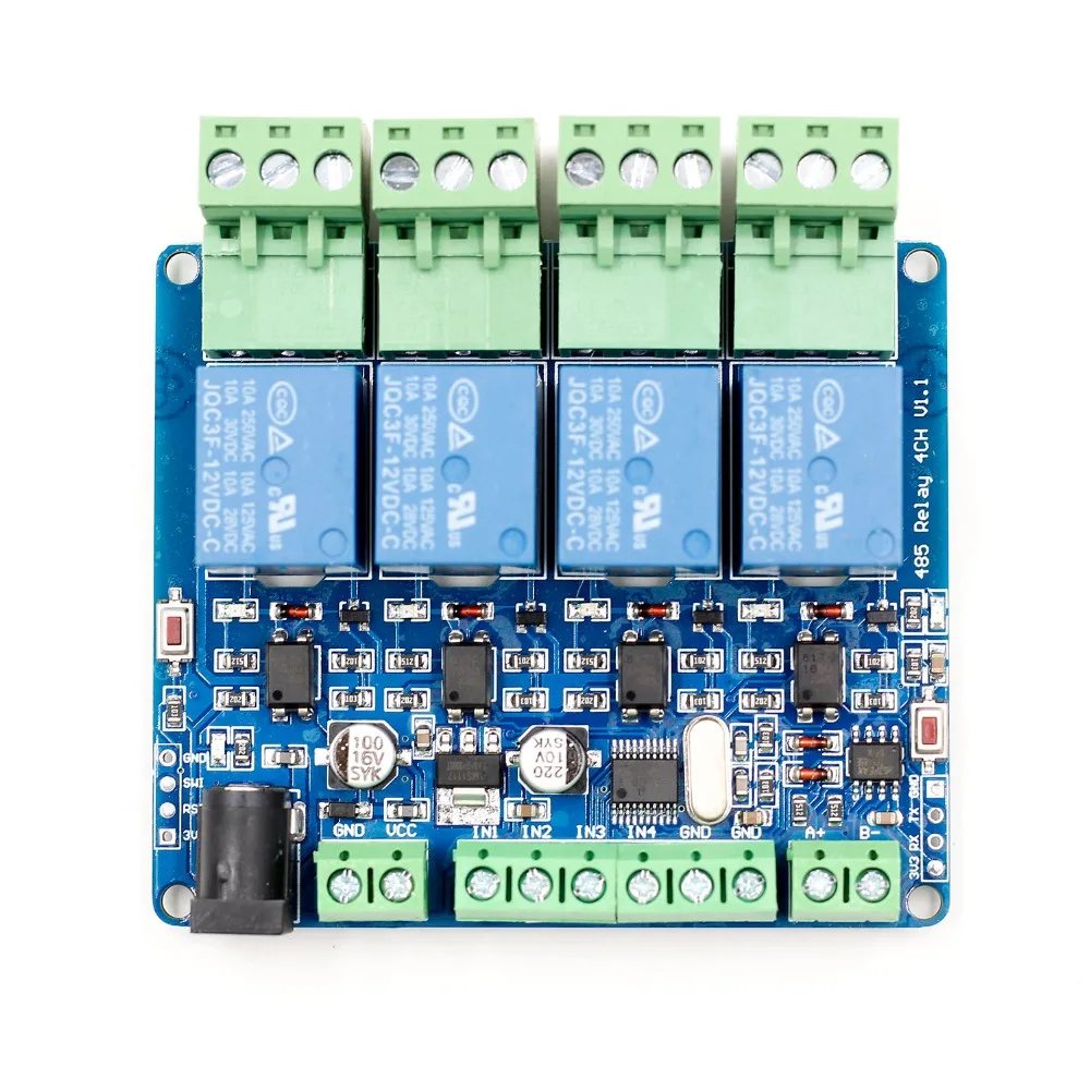 Modbus RTU 4 пути релейный модуль DIY STM8S103 системы 4 дорожный вход 485 связи