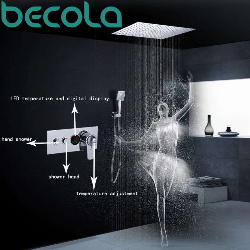 Термостатический душевой набор becola со светодиодный индикацией температуры и