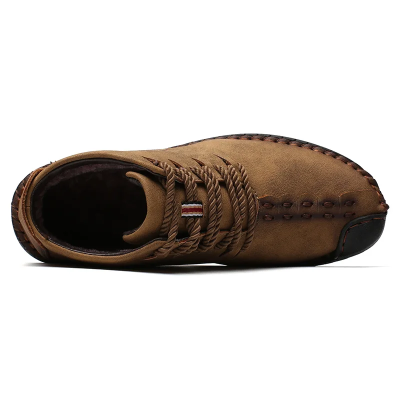 Fashion Warm Casual Shoes Loafers Men With Fur Quality Split Leather Flats Hot Sale Moccasins Big SZ | Обувь